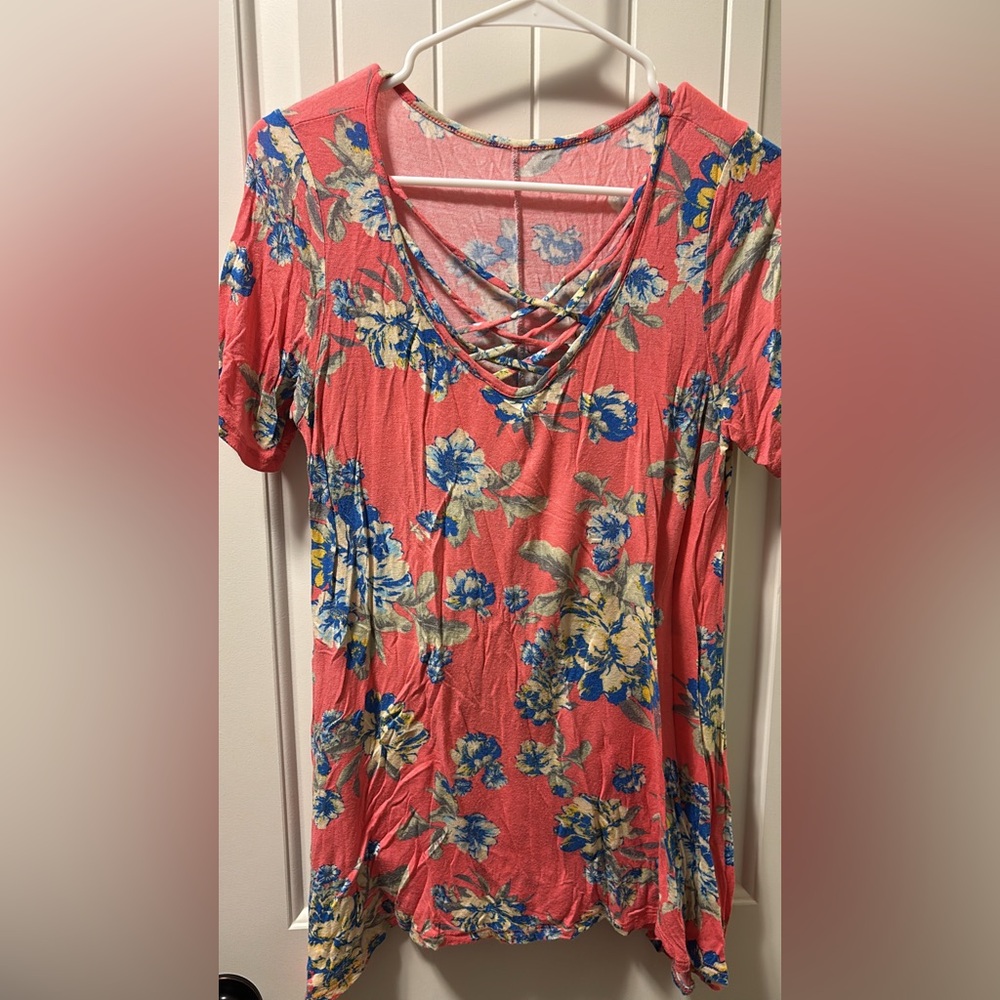 Floral Crisscross Neck Women Top